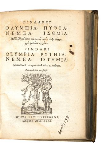 ESTIENNE PRESS  LYCOPHRON. Alexandra, obscurum poema. 1601 + PINDAR; et al.  Olympia. Pythia. Nemea. Isthmia. 1599